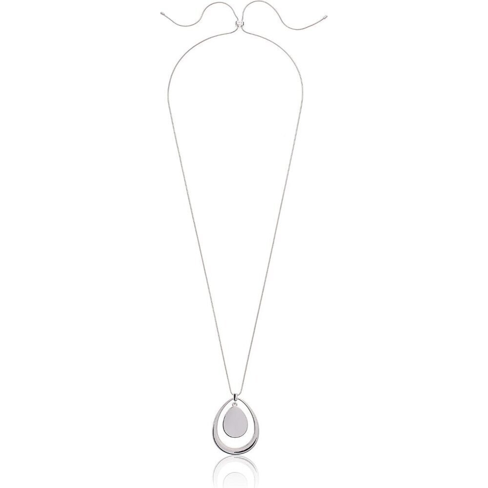 Women's Silver Adjustable Pendant Necklace 40" Snake Chain Teardrop Design
